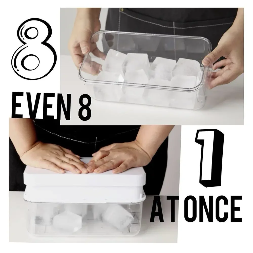 2 GiantPush Silicone‎ Large 2-Inch Ice Cube Tray with Lid, Two Tier Set BLUE
